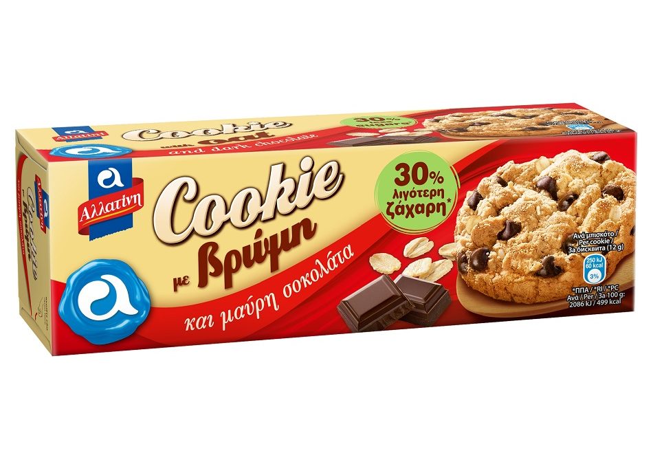 Αλλατίνη Cookie με Βρώμη και Μαύρη Σοκολάτα, 30% Λιγότερη Ζάχαρη*